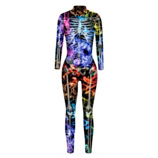 Fashion Colorful Bone 3D Printed Unitard Skeleton High Neck Bodysuit Halloween Costume N21400 Fashion Colorful Bone 3D Printed Unitard Skeleton High Neck Bodysuit Halloween Costume N21400