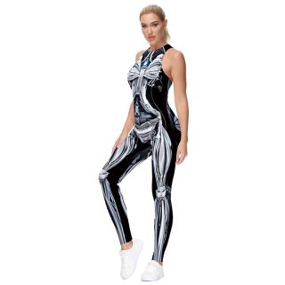 Evangelion Skeleton 3D Printed Backless Sleeveless Vest Bodysuit Halloween Costume N21238 Evangelion Skeleton 3D Printed Backless Sleeveless Vest Bodysuit Halloween Costume N21238