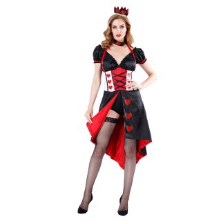 3pcs Deluxe Queen of Hearts V-Neck Tight Dress Halloween Role Play Costume N19485 3pcs Deluxe Queen of Hearts V-Neck Tight Dress Halloween Role Play Costume N19485