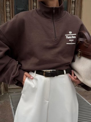 Women American Retro Half Zipper Sweatshirt 100% Cotton Long Sleeve Pullover Letter Print Oversized Casual Streetwear Autumn Winter Loose Fashion Top Women American Retro Half Zipper Sweatshirt 100% Cotton Long Sleeve Pullover Letter Print Oversized Casual Streetwear Autumn Winter Loose Fashion Top