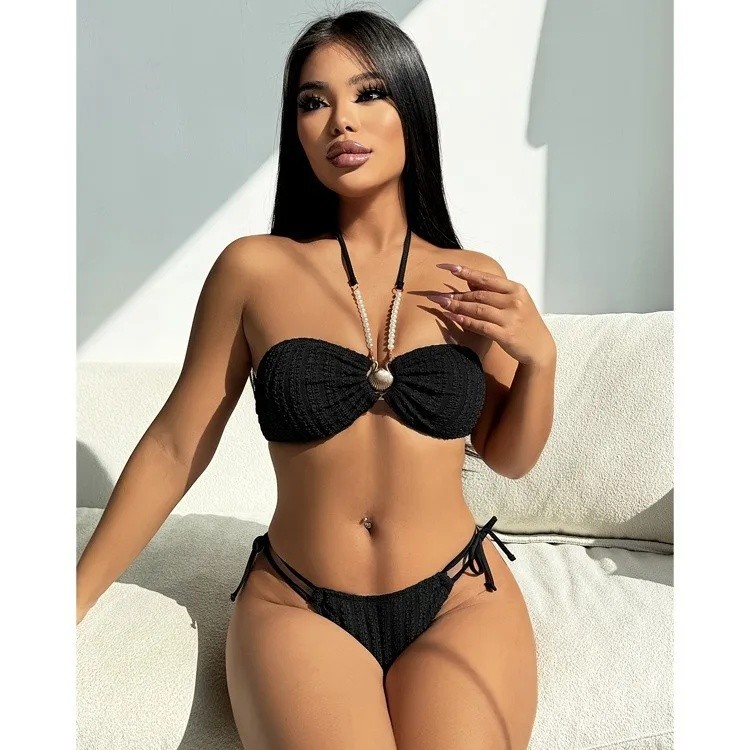 Women's Plain Colored Two Piece Bikini Swimwear Sets