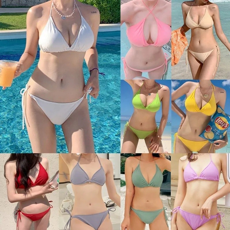 Women's Solid Color Two Piece Bikini Swimwear