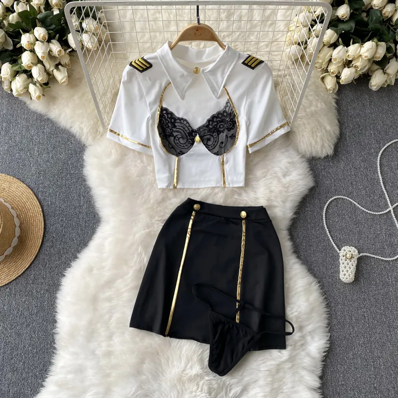 Women's Lace Lingerie Set – Sheer Corset Bra & Thong for Cosplay or Party