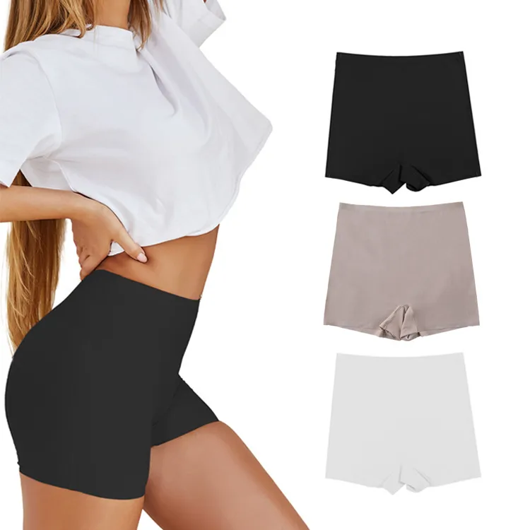 Solid Color Seamless Quick-Dry High Waist Boxer Panties: Anti-Seam Design