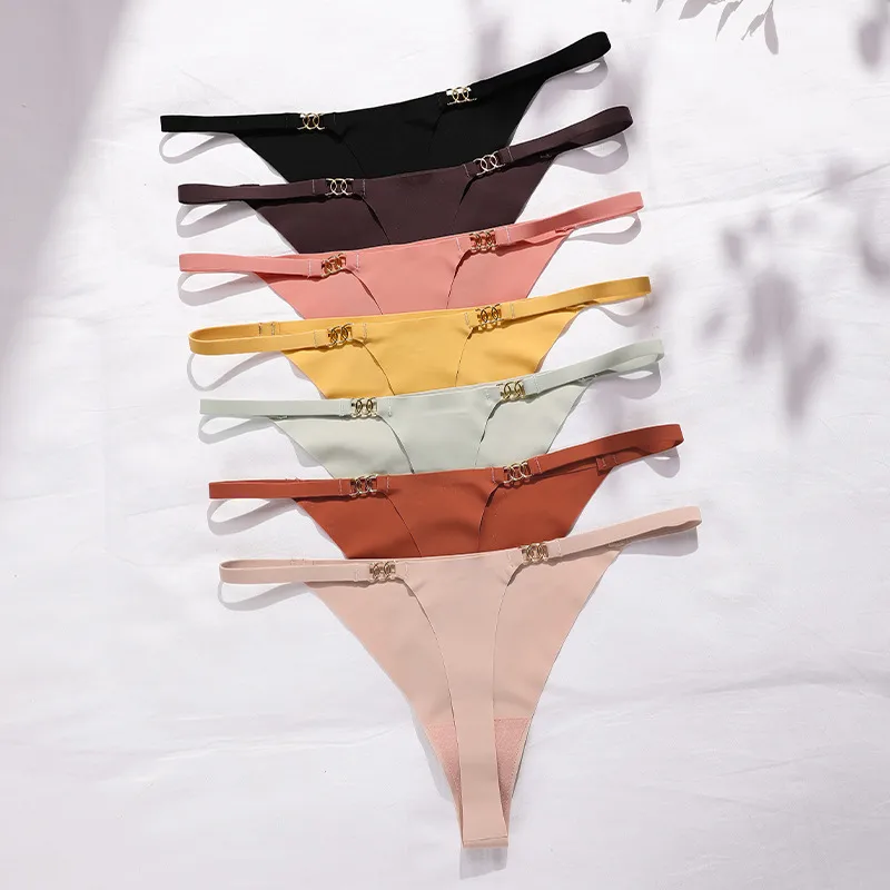Seamless Quick-Dry Thong Panties – Solid Color, Low Waist