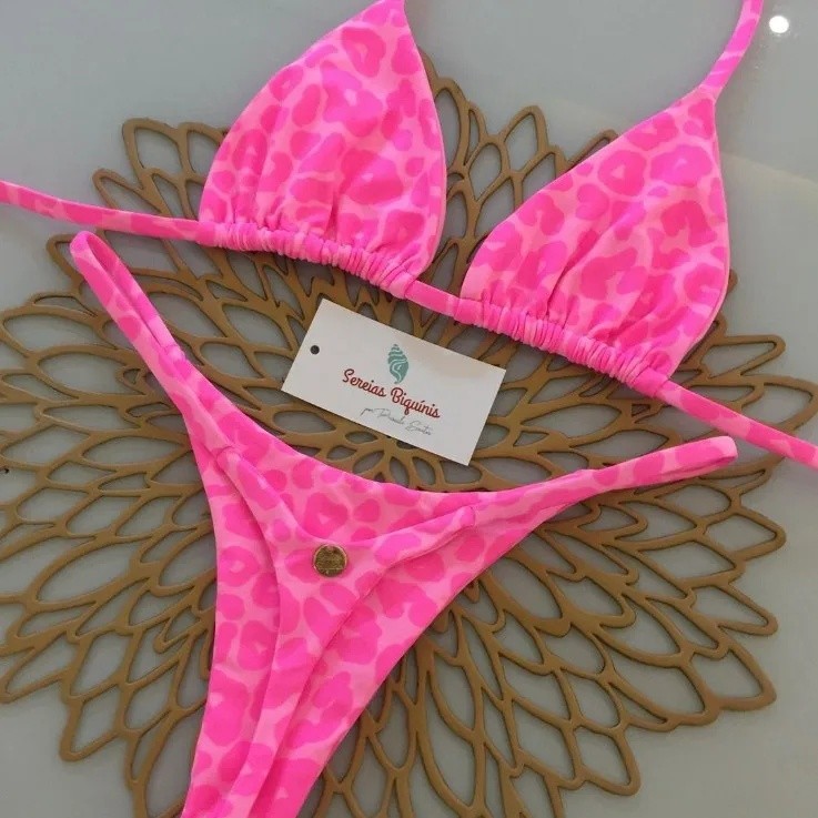 Women's Two - Piece Bikini Swimwear Sets with Flower and Leopard Prints