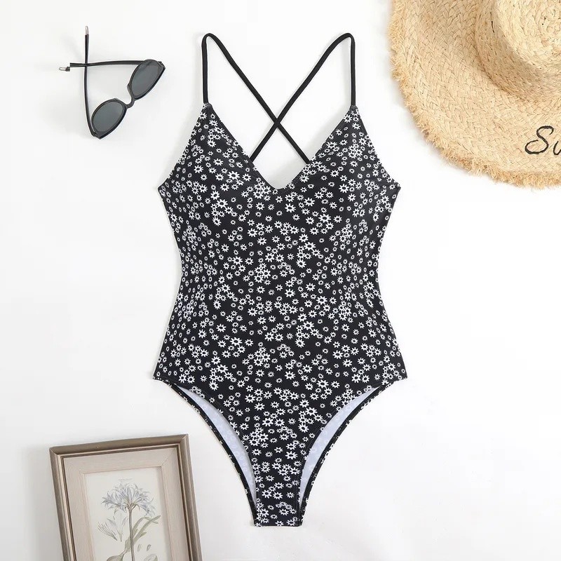 Sexy Ditsy Floral Form Fitting One Piece Bikini Swimwear for Women